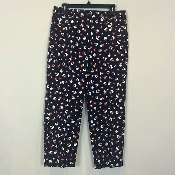 Ann Taylor NWT The Crop Navy Multicolor Animal Print Cropped Pants Curvy Size 8 - Picture 4 of 12